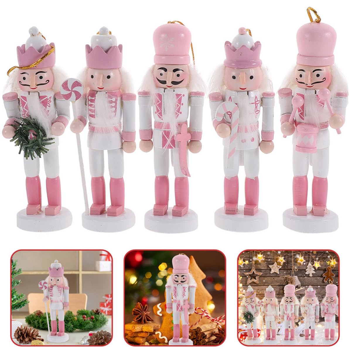 FRCOLOR 10 Unidades Adornos Tradicionales de Madera para Navidad, Figuras Colgantes Creativas para Mesa, Hogar y Hotel