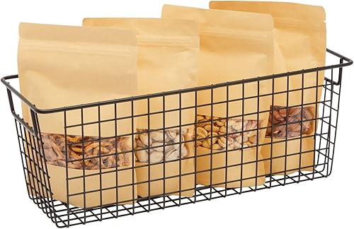 Miniatura 3 de Farmlyn Creek Paquete de 3 cestas estrechas de alambre de metal para almacenamiento, 16 x 6 x 6 pulgadas, color negro, organizador de hierro