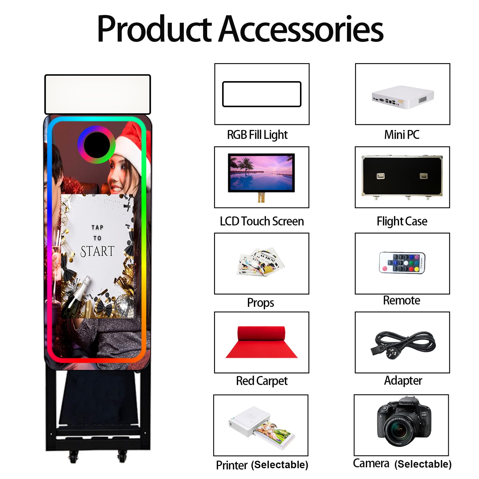 Cabina de fotos de espejo con pantalla táctil de 22 pulgadas, máquina de cabina de fotos réflex réflex digital de 40 pulgadas, máquina de fotos para bodas, fiestas, eventos (cabina de fotos