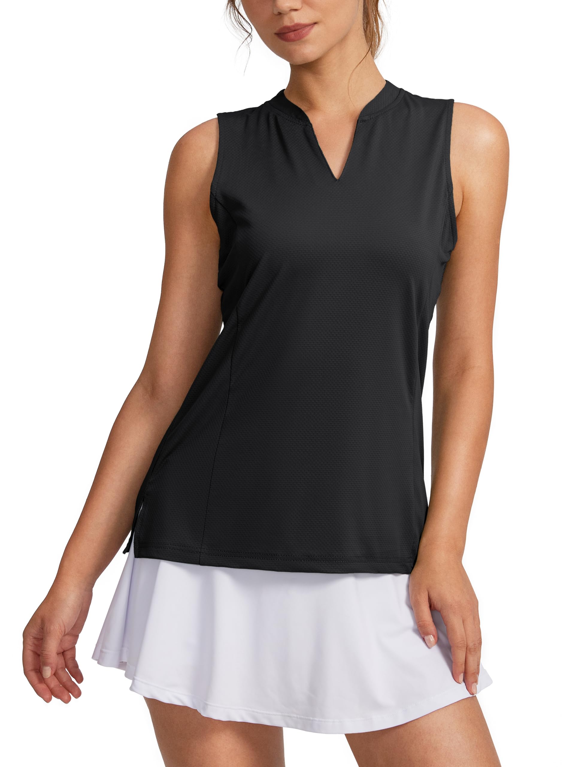 Obla Women's Sleeveless Golf Shirt V-Neck Lightweight Quick Dry Tennis Tank Tops Polo Shirts for Women
