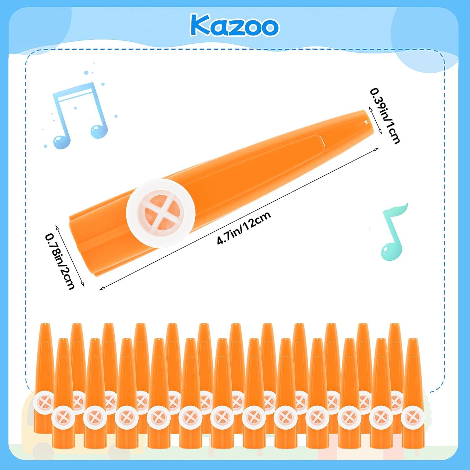 48 Pieces Plastic Kazoos, Kazoo Musical, Good Companion for Guitar Violin Piano Keyboard Ukulele for Party Favors. (Orange)