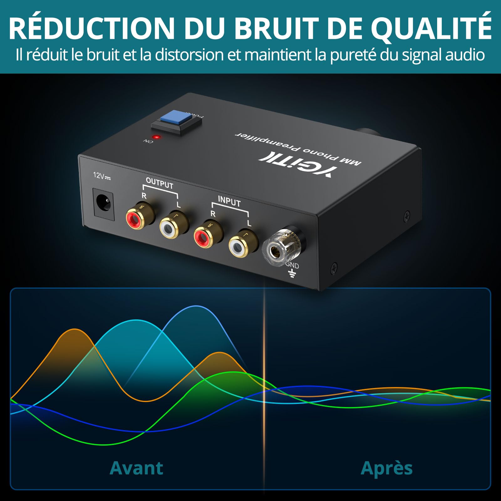 Préamplificateur Phono Mini Préamplificateur Stéréo Audio à Faible Bruit Préampli Phono pour Platine Vinyle avec Bouton de Volume, Entrée et Sortie RCA