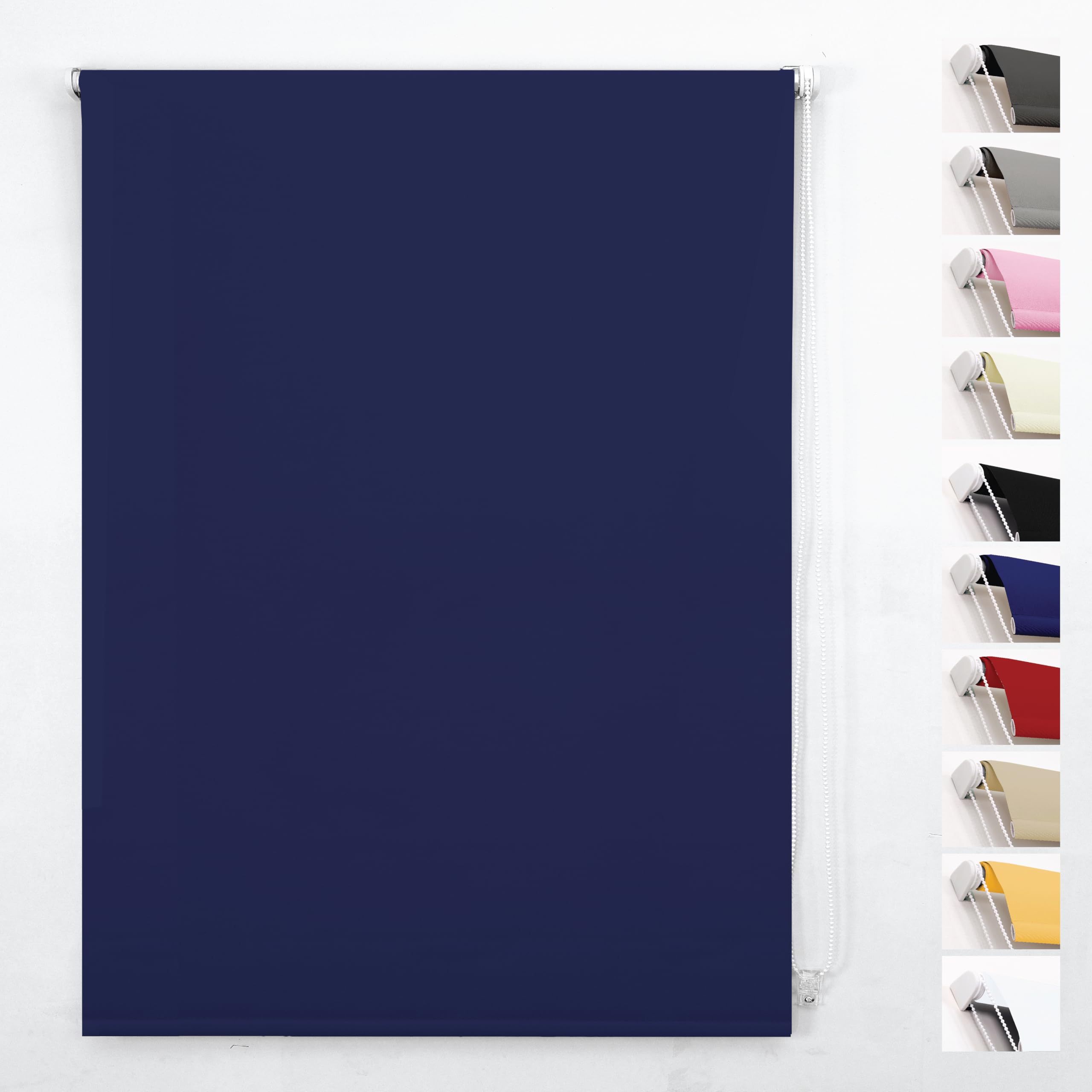 Funky Gadgets Roller Blinds Thermal Blackout Roller Blind, Easy Fit Child Safe Trimmable UV Protection Home Office Window Blinds, Navy Blue Blind (174cm Wide X 165cm Drop)