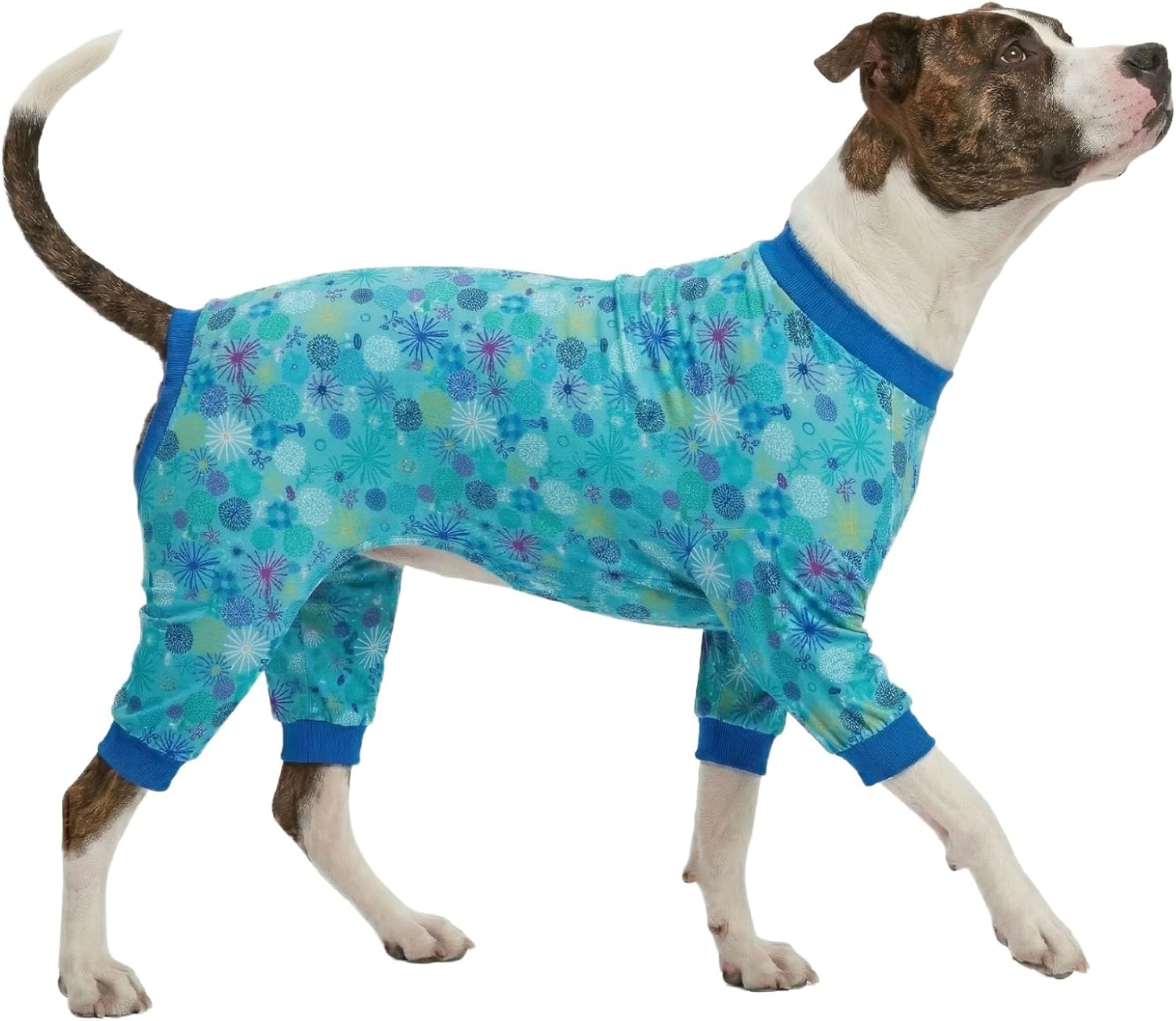 LovinPet Dog Sweatshirts for Size Large Boy Dogs, Pet Anxiety Calming Shirt, Pajamas for Pitbulls,Sea Plants Turquoise Print, Pitbull Clothes, Pet Pajamas for Dogs, Large