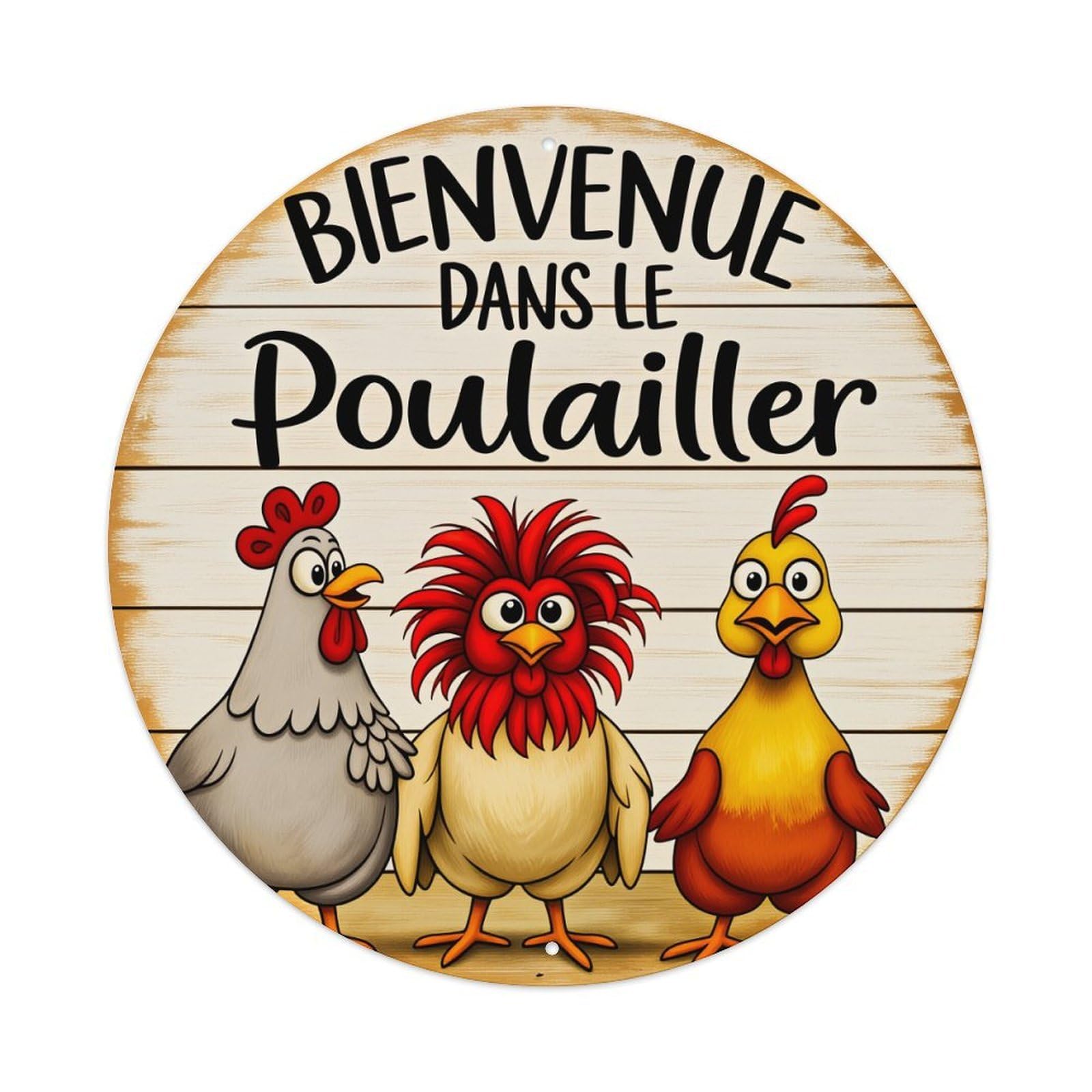 Chicken Rooster Hen Farmyard Welcome Metal Tin Sign Vintage Garden Bedroom Cafe Bar Man Cave Home Wall Decor Metal Poster 8x8 inches