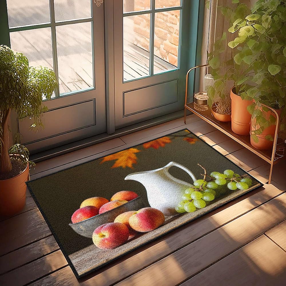 Paillasson design Still Life Peaches tapis de bienvenue extérieur étanche