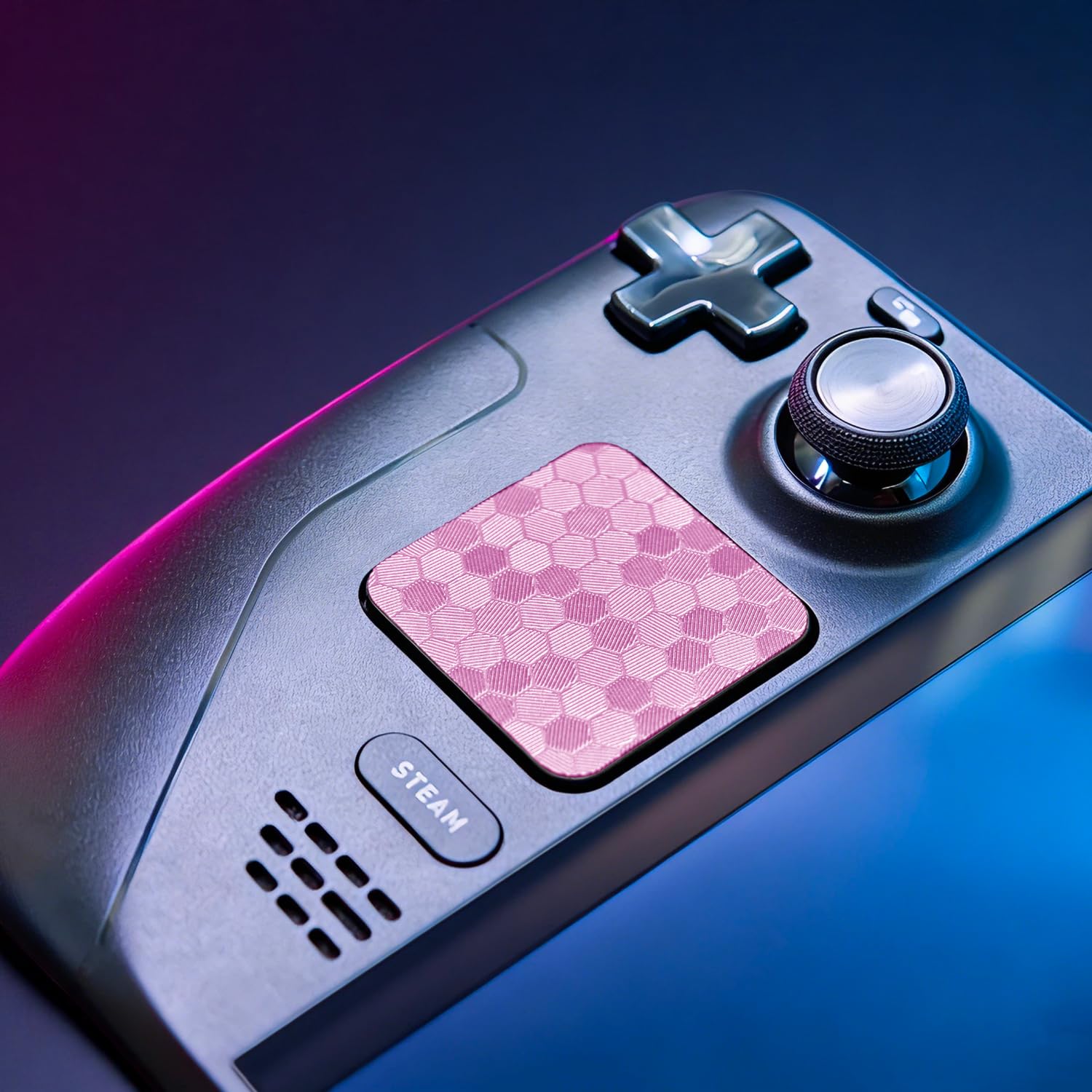 Protección táctil Etiquetas Steam Deck, almohadilla táctil y botón trasero para proteger la Pegatinas de textura de la piel de la steamdeck Touchpad Luck&Link (Touchpad+4 teclas, Panal de abejas-Rosa)