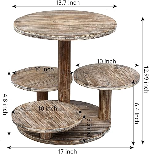 Miniatura 4 de SwallowLiving Soporte redondo de 5 niveles para cupcakes para 60 cupcakes de madera, bandeja escalonada para decoración de cupcakes para cumpleaños,