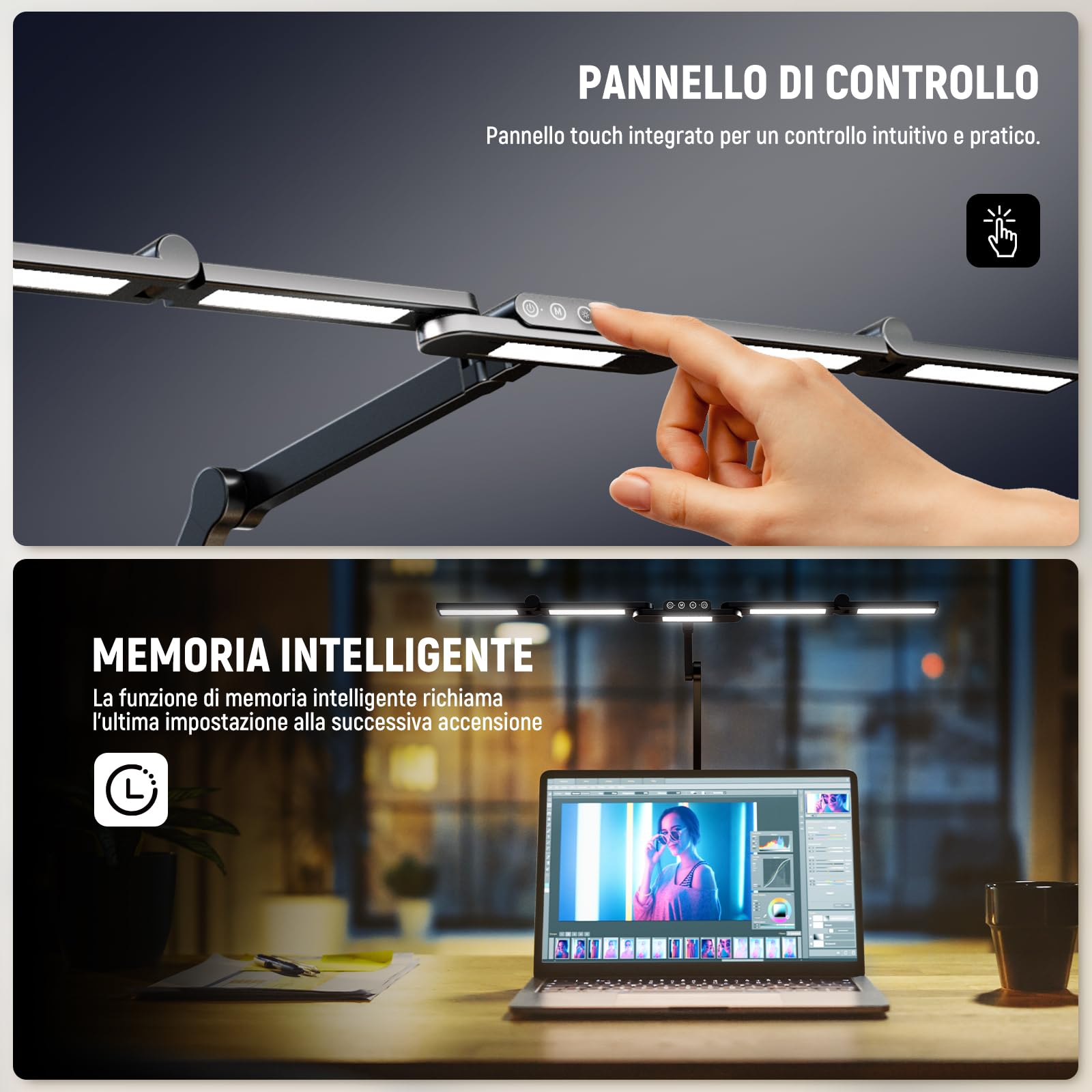 NEEWRE BASICS 32,5" Luce LED per Ufficio Domestico, Luce con Morsetto per Architetto Dimmerabile 23W, 5 Barre LED per Computer Drafting Table Desk Videoconferenza Atmosfera, DL01