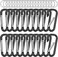 Vista 9 de sprookber Llavero pequeño de mosquetón de 2.28 pulgadas, clip caribeaner de anillo en D, clip para llave Caribeener multiusos, juego de 20