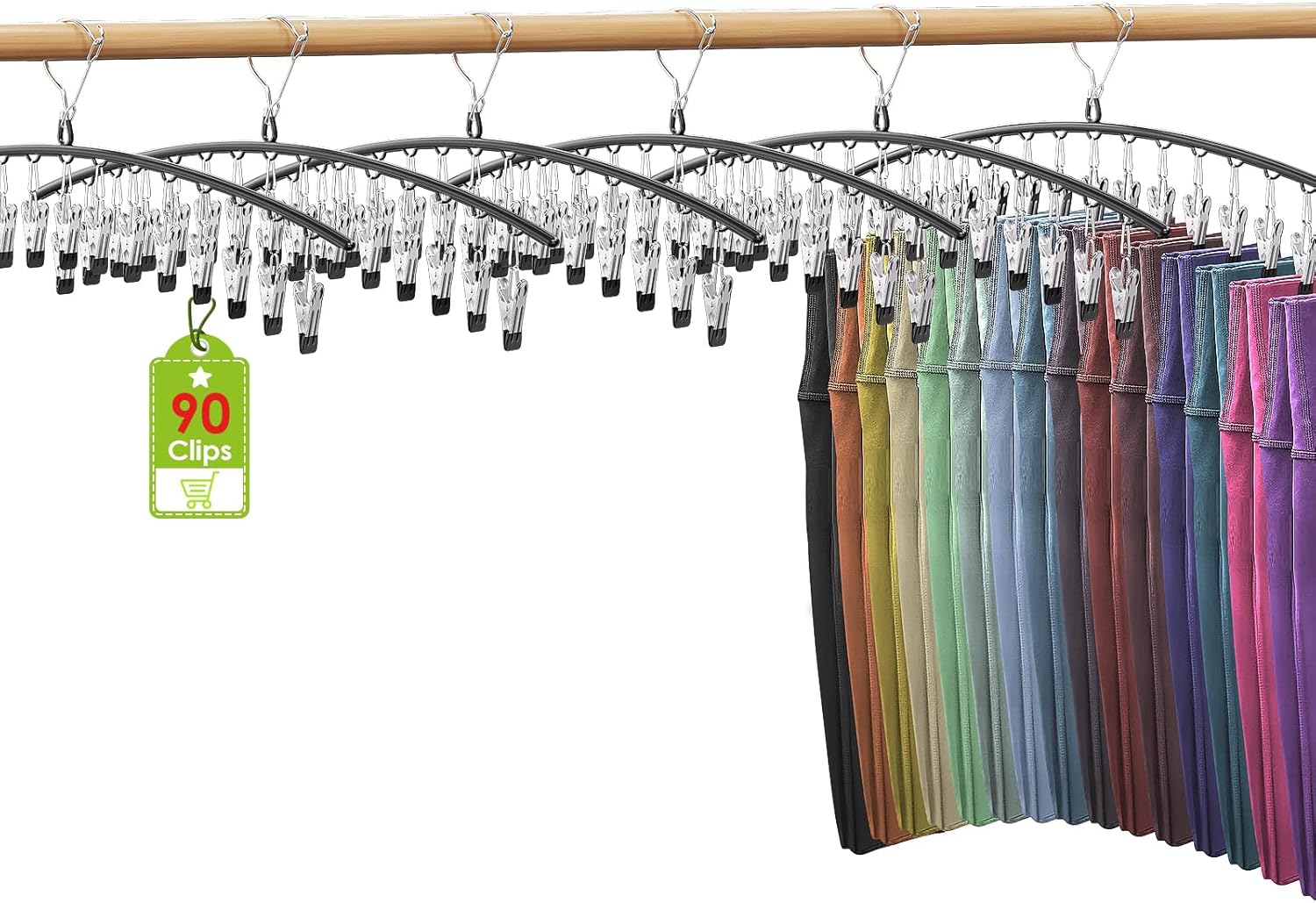 Organizador de leggings para armario, perchas de metal para pantalones con revestimiento de goma con clips para sujetar leggings, jeans, faldas,