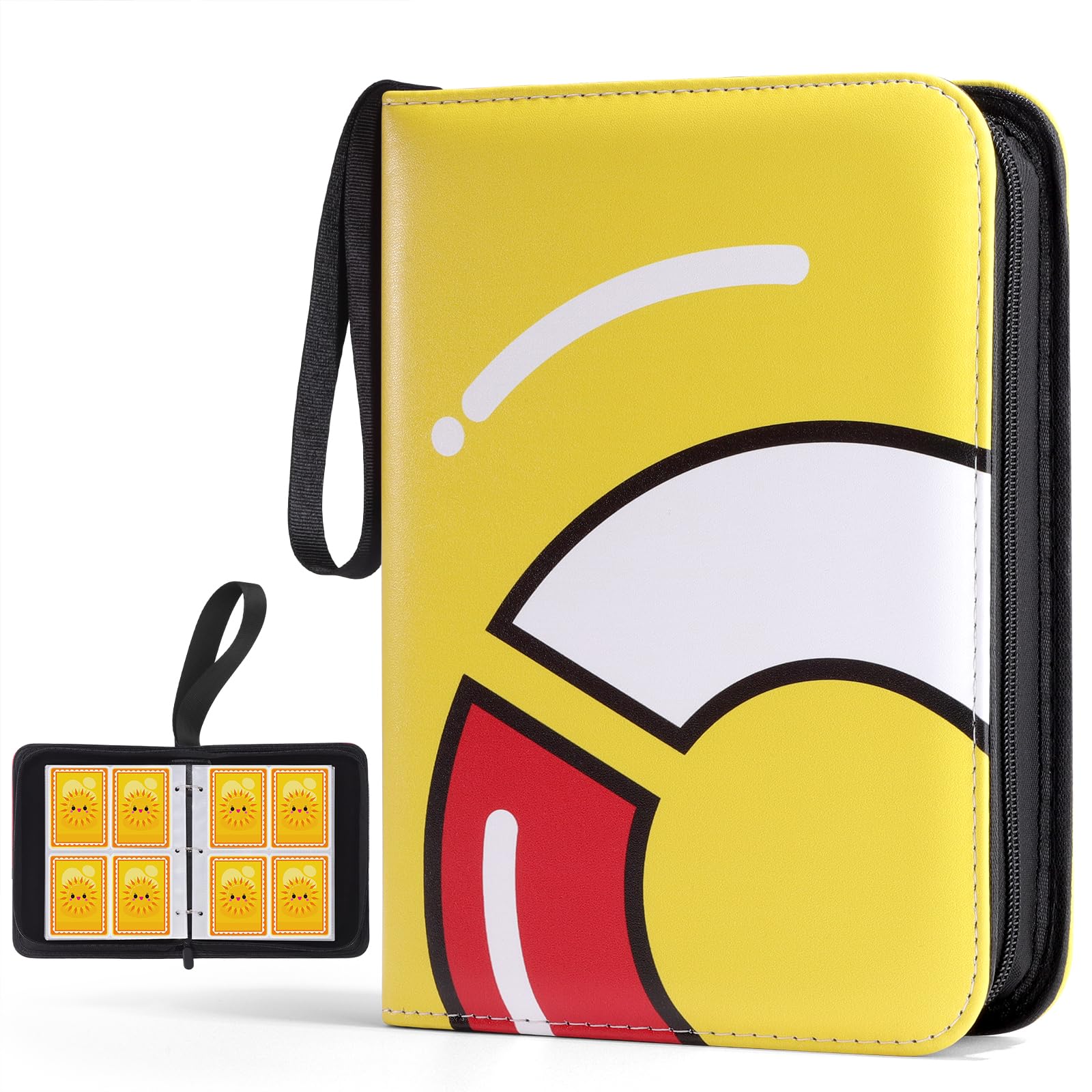 Trading Card Binder-400 Card Holder, 4 Pockets with Removable 50 Sleeves, Card Collector Album with Zipper, Portable Display Storage Holder Book for Sports Card, Game Card(Yellow)