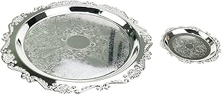 Quluxe Round Platter Serving Tray Metal Reusable Decorative Appetizer Platter Dessert Plate for Kitchen