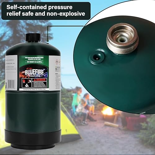Miniatura 3 de Tanque de cilindro de propano de 1 libra, cilindro de gas de propano de repuesto de 16 onzas, compatible con DOT, opción segura y legal, tanque de