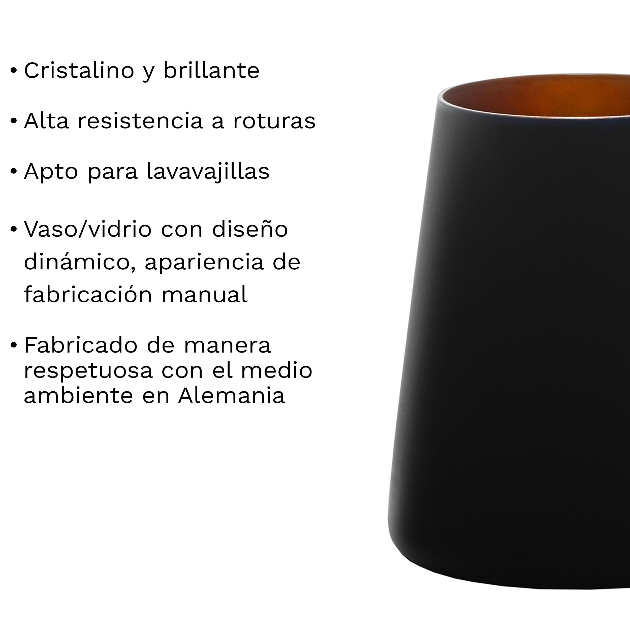Stölzle Lausitz Vasos Negro/Bronce Power Set 6 uds, 380 ml – Vasos modernos de cristal para agua, vino, cócteles y zumo, resistentes a golpes y aptos para lavavajillas – Made in Germany | Vasos de cristal de color negro y bronce para agua, vino, bebidas y