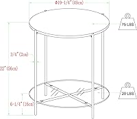 Vista 3 de Walker Edison - Mesa redonda moderna para café, para sala de estar, de nogal/dorada