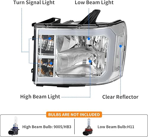 Miniatura 2 de DWVO Conjunto de faros delanteros LED DRL compatible con GMC Sierra 15002007-2014 GMC Sierra 2500 HDSierra 3500 HD 2007-2013 (no compatible con