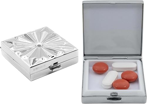 Miniatura 9 de Juego de 2 pastilleros y organizador de bolsillo con forma cuadrada (gofre plateado)