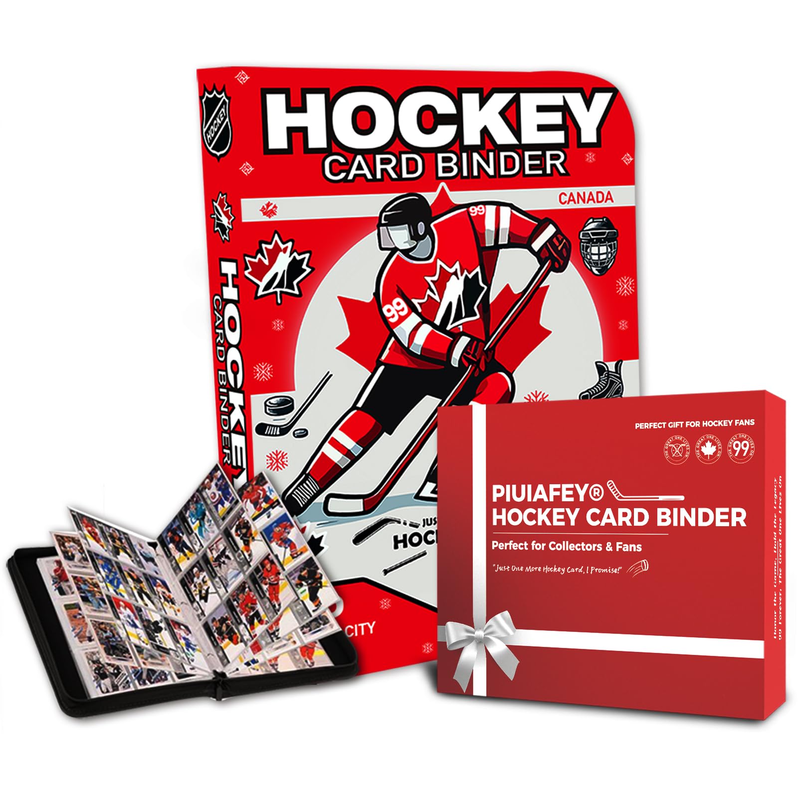 Hockey Card Binder with Sleeves - 900 Pockets 3-Ring Metal Card Holder Protector Album,Gift for Hockey Fans, Kids & Adults, Ideal for Trading Card Storage & Display