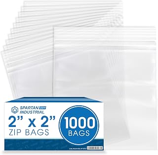 Spartan Industrial - 2” X 2” (1000 Count) 2 Mil Clear Reclosable Zip Plastic Poly Bags with Resealable Lock Seal Zipper