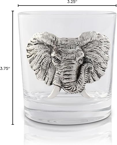Miniatura 7 de Arthur Court Elephant - Juego de 4 vasos de whisky dobles a la antigua usanza  Bourbon Cocktail Scotch Bar Vasos, sin plomo
