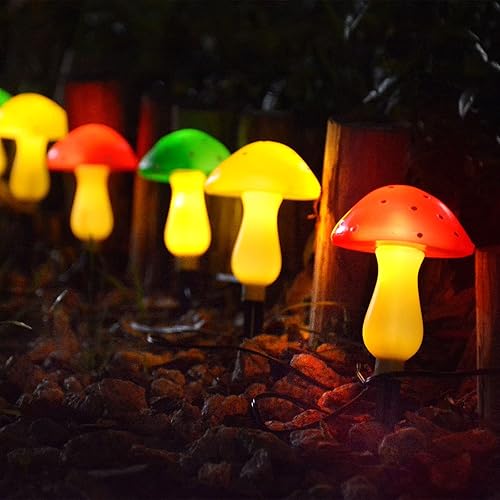 Miniatura 9 de Abkshine Luces Solares de Jardín al Aire Libre Mejoradas con Forma de Seta (6 Lámparas de Seta), 8 Modos de Luces de Navidad Impermeables