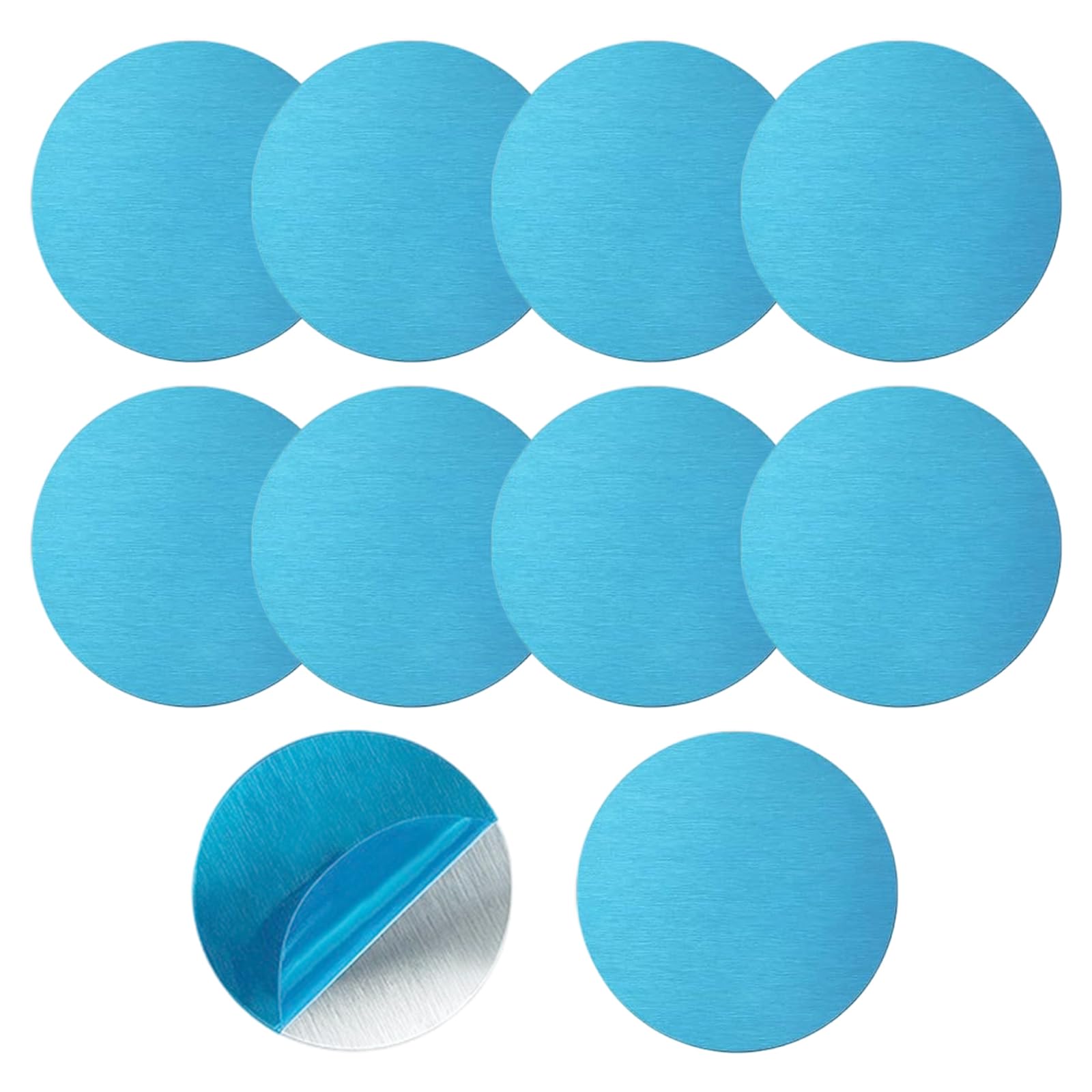 Snbuha Silver 10 Pcs Under Cabinet Lights Magnetic Sticky, Round Self-Adhesive Metal Plates, Metal Replacement Magnetic Strips For Cabinets Wall Lighting Led Lights And Mobile Phone Holder