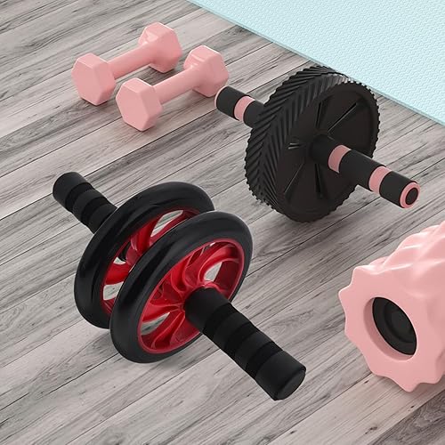 Miniatura 5 de Cabilock Silent Red Abs Wheel for Home and Outdoor Core Strength Training Portable Lightweight Ab Roller Exercise Wheel for Men and Women Fitness