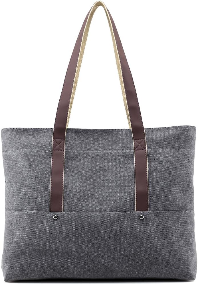 AuBer Shoulder Bag Canvas Bag Vintage Canvas Shopper Ladies Shopper Handbag Hobo Bag Women Canvas Retro Shoulder Bag Top-handle Bag Large Canvas College Bag for School Travel and Working