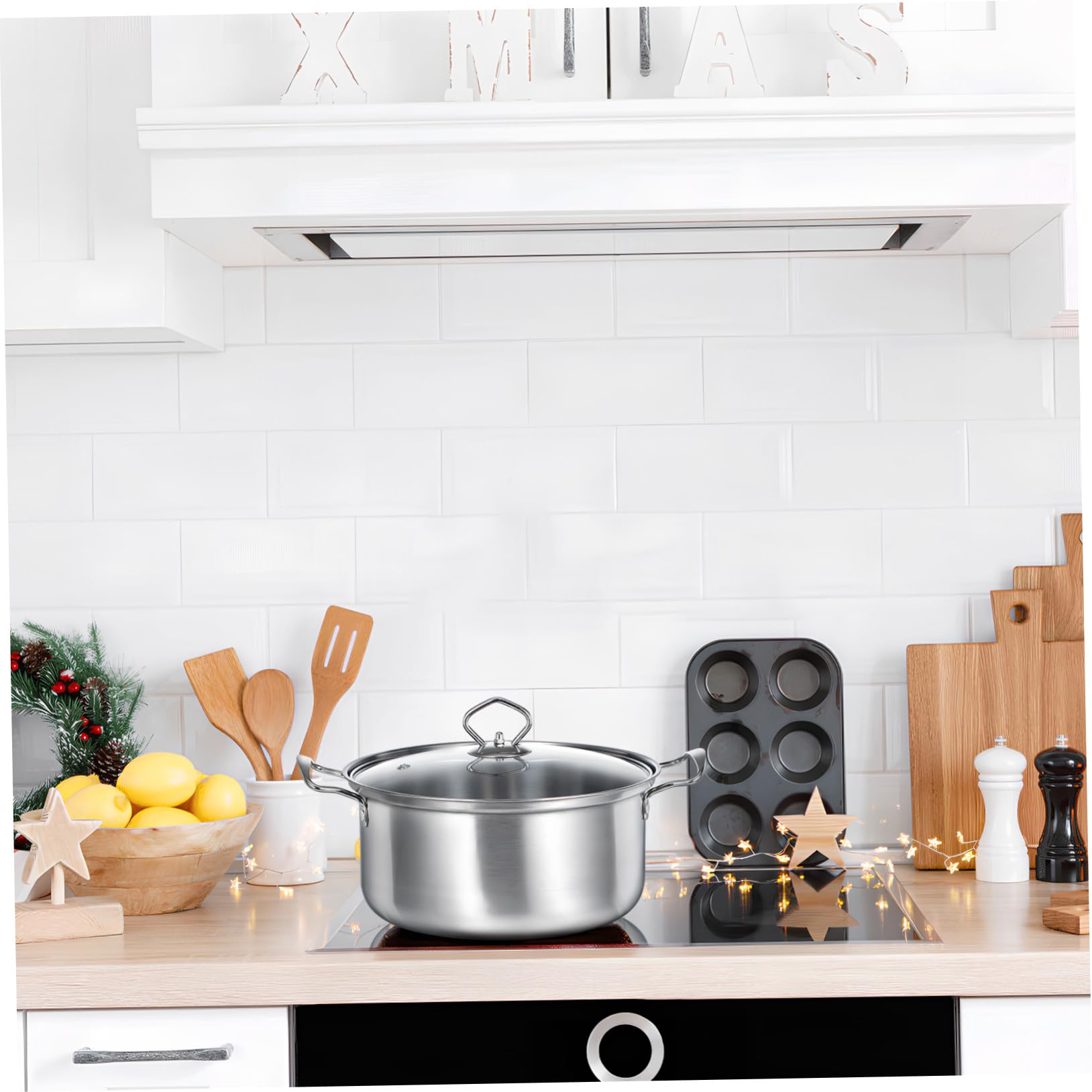 Gatuida Set 10 Pezzi Pentole in Acciaio Inox con Doppio Manico e Coperchio in Vetro, Pentole per Zuppa, Stufato e Porridge, Compatibili Piani Cottura a Induzione, per Cucina Domestica