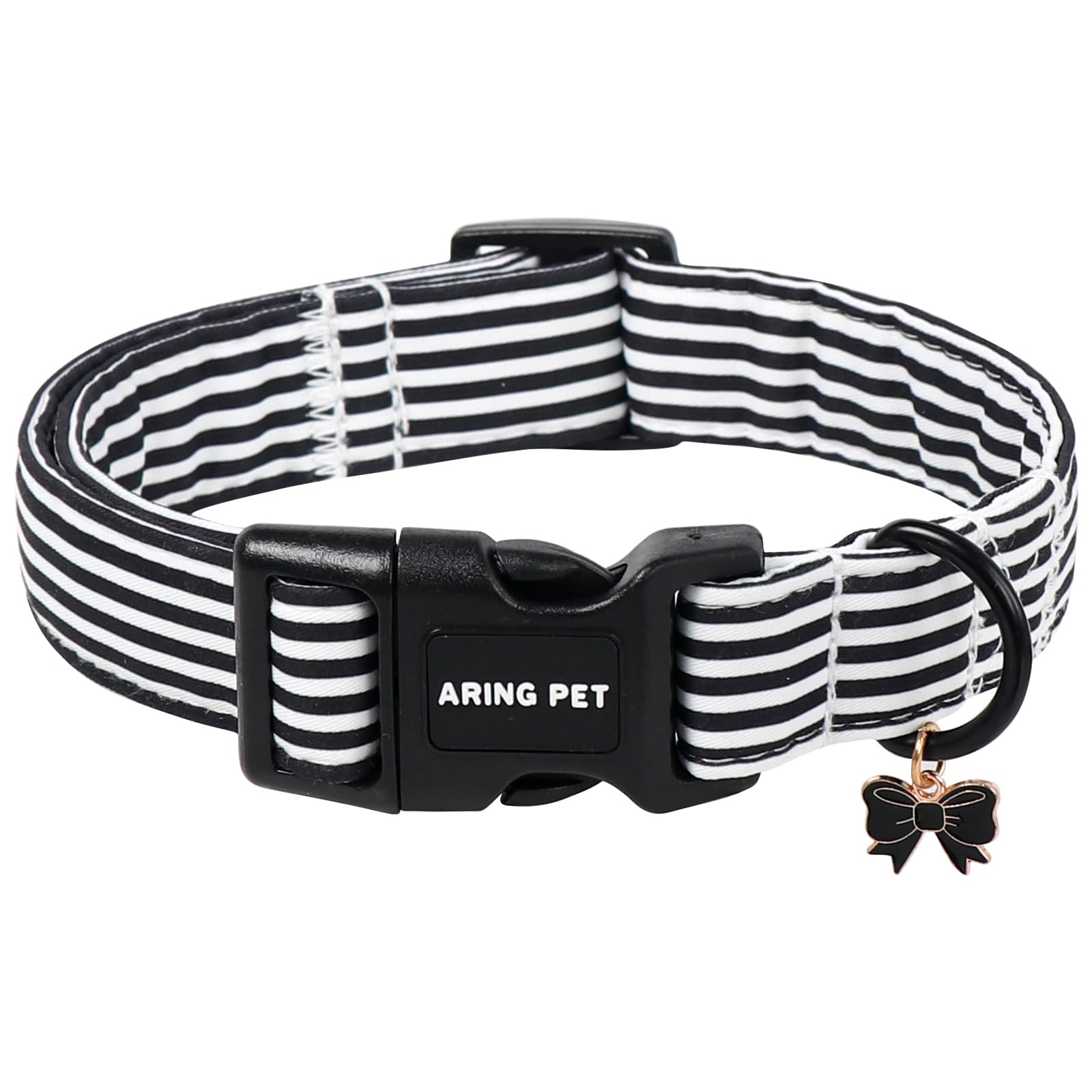 ARING PET Black Striped Dog Collar for Small Medium Large Boy Girl Dogs-S