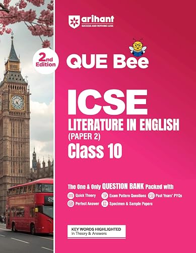 Arihant ICSE Literature in English (Paper 2)) Class 10 Exam 2026-27 | Quick Theory, Exam Pattern Questions & Sample Papers | As per Latest ICSE Syllabus | Que Bee 2nd Edition 2027