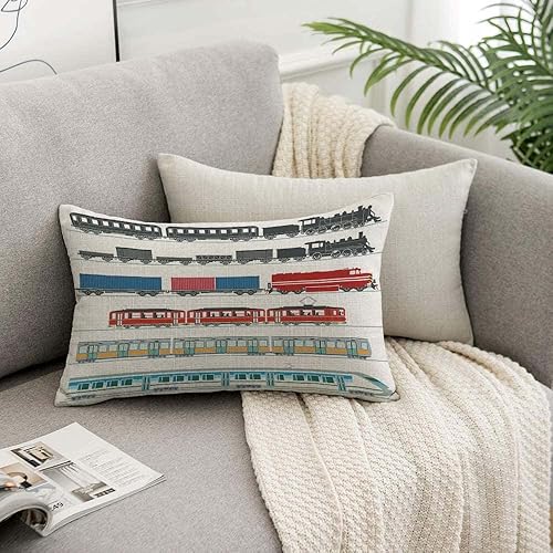 Miniatura 7 de TKS MITLAN Fundas de almohada decorativas de transporte ferroviario, trenes de pasajeros, trenes de metro, trenes de alta velocidad, tren de vapor,