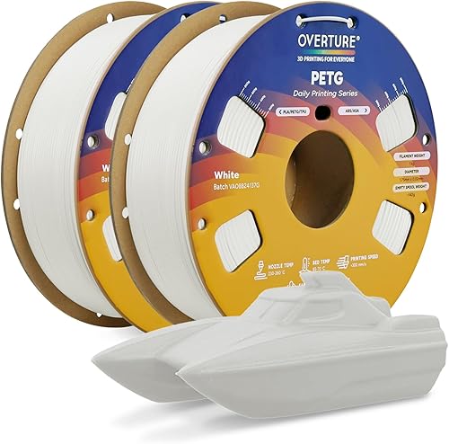 Vista 172 de Overture Petg - Filamento de 0.07 pulgadas con superficie de construcción 3D 7.87 x 7.87 pulgadas, consumibles para impresora 3D, carrete de 2.2 2.2