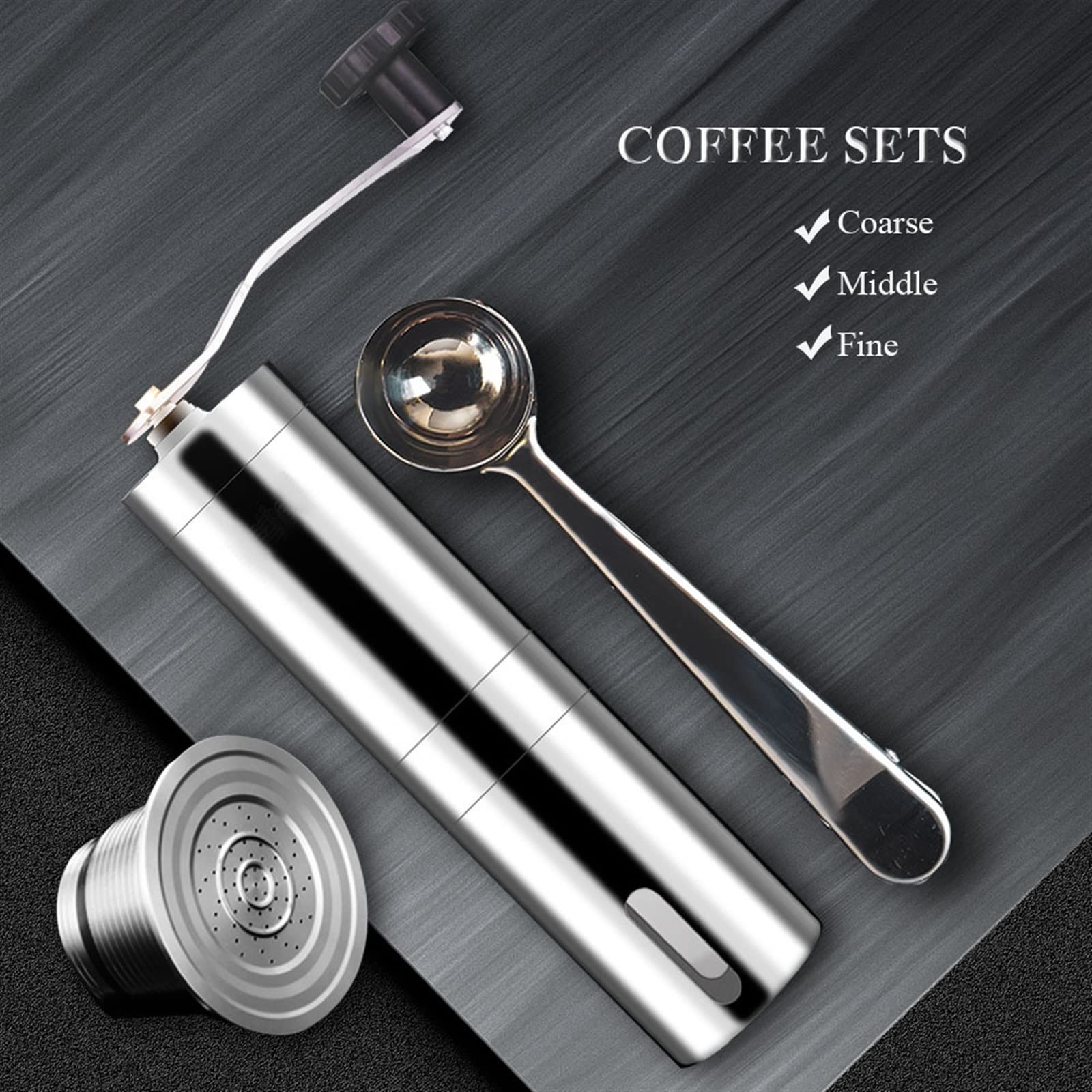 DieffematicKF Cafetera Refillable Stainless Coffee Capsule Reusable Filter Coffee Manul Grinder Steel Spoon with Clip Tool