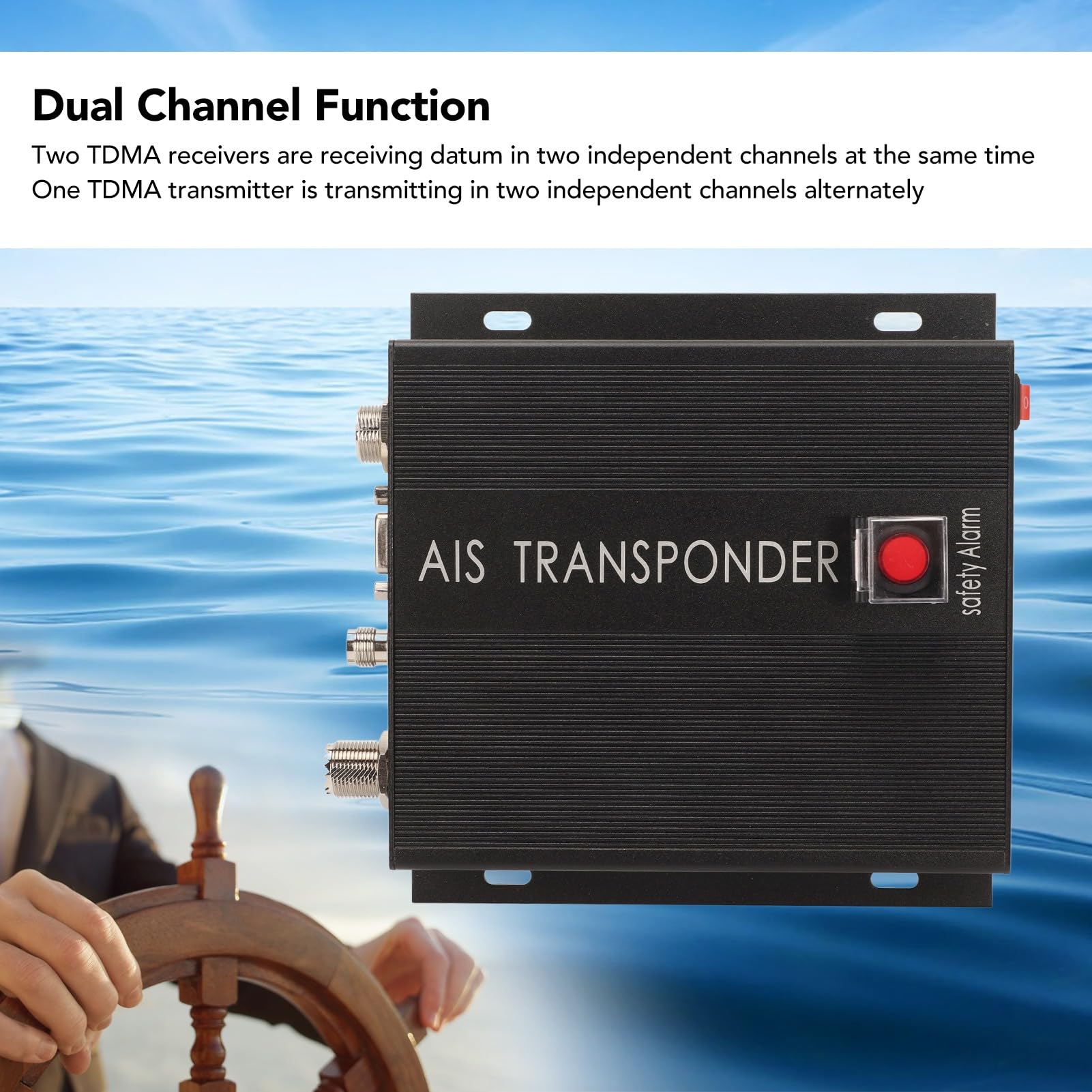 Tonysa AIS-Transceiver für Marine, 156,025-162,025 MHz DSC-Empfang, Zweikanal, AIS-GPS-Empfänger-Transponder mit Alarm und LED-Anzeige