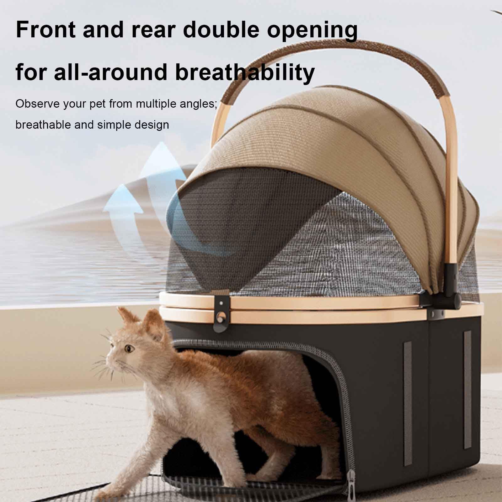 Carrito para Perros Plegable, 3 En 1 Cochecito para Perros, Carro Perro con Cesta De Almacenamiento, Correas De Seguridad, para Perros Pequeños