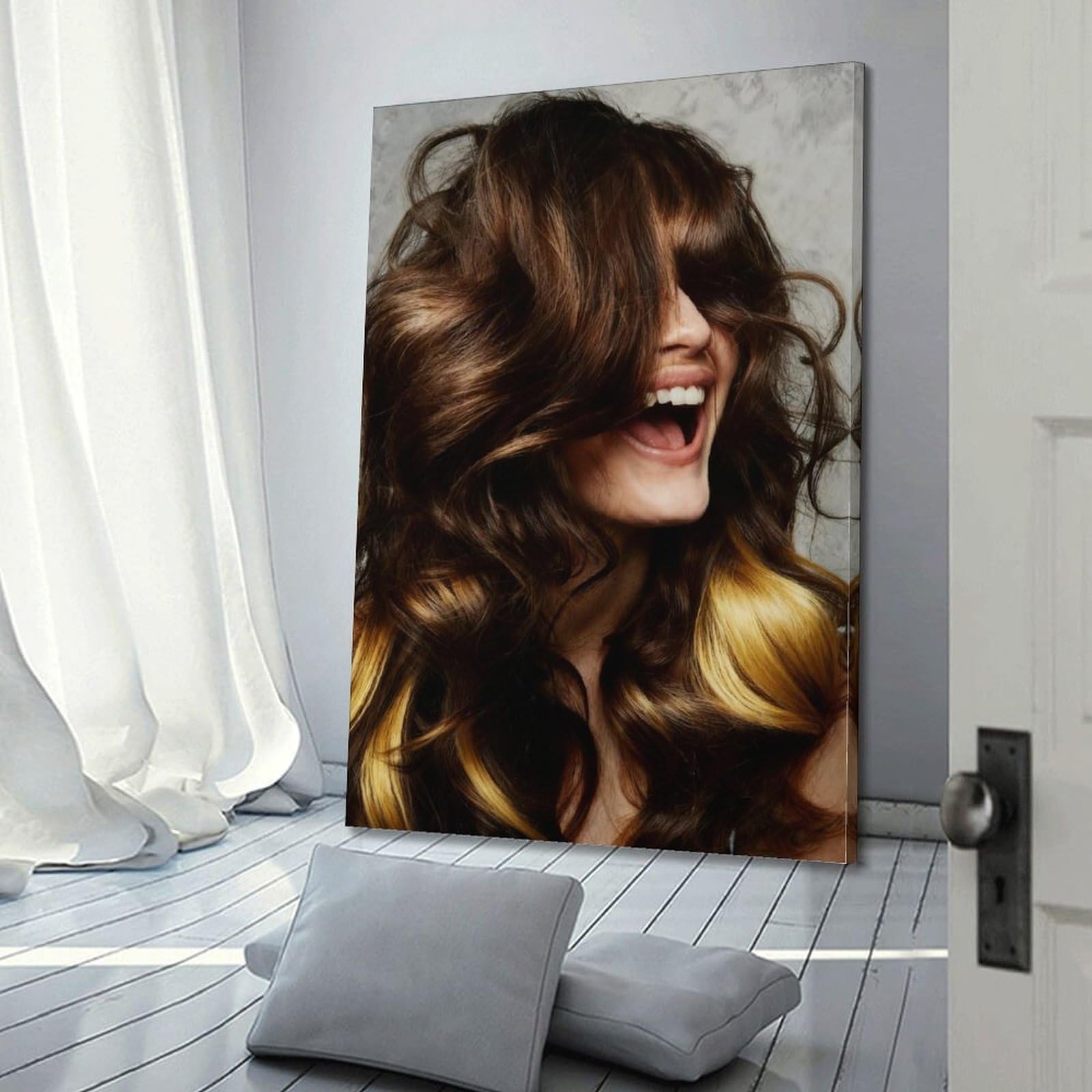 Poster für Friseursalon, Modellierung, Haarstyling, Friseursalon, Leinwanddruck, Wandkunst, schönes Kunstwerk, moderne Dekoration, geeignet für Zuhause, Büro, Geschenk, 50 x 75 cm