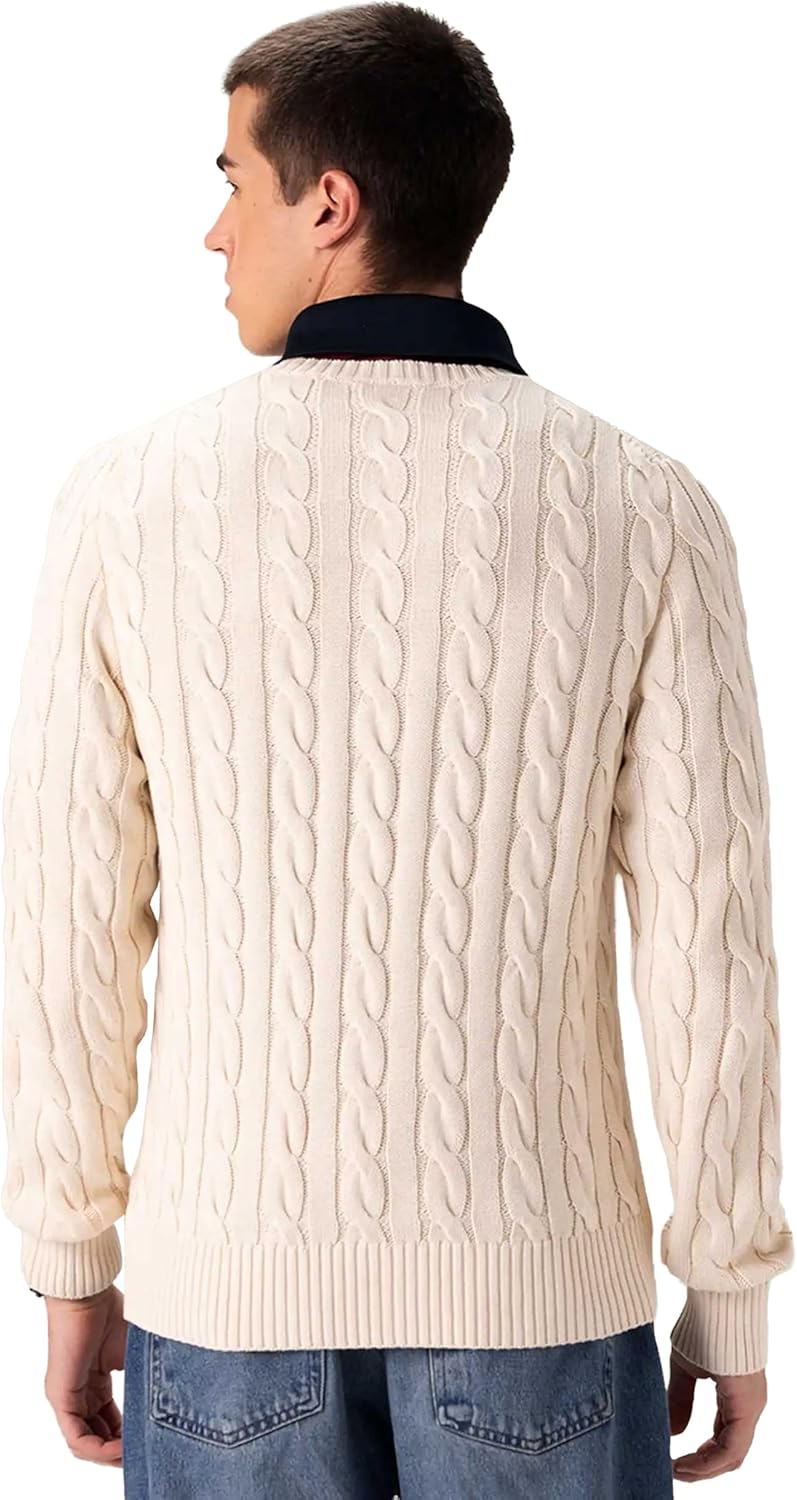 Members Only Men's Crew Neck Cable Knit Sweater | Crew Neck Sweater | Mens Cable Knit Sweater |Knitted Sweater Men
