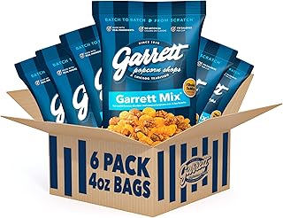 Garrett Popcorn Garrett Mix, 4 Ounce Bags (Pack of 6) - Classic Chicago Style Cheese and Caramel Gourmet Popcorn - Gluten Free, Sweet and Salty Snack, Popped Party Mix