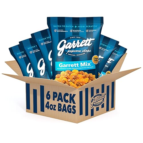 Garrett Popcorn Garrett Mix, 4 Ounce Bags (Pack of 6) - Classic Chicago Style Cheese and Caramel Gourmet Popcorn - Gluten Free, Sweet and Salty Snack, Popped Party Mix - 4 Ounce (Pack of 6)
