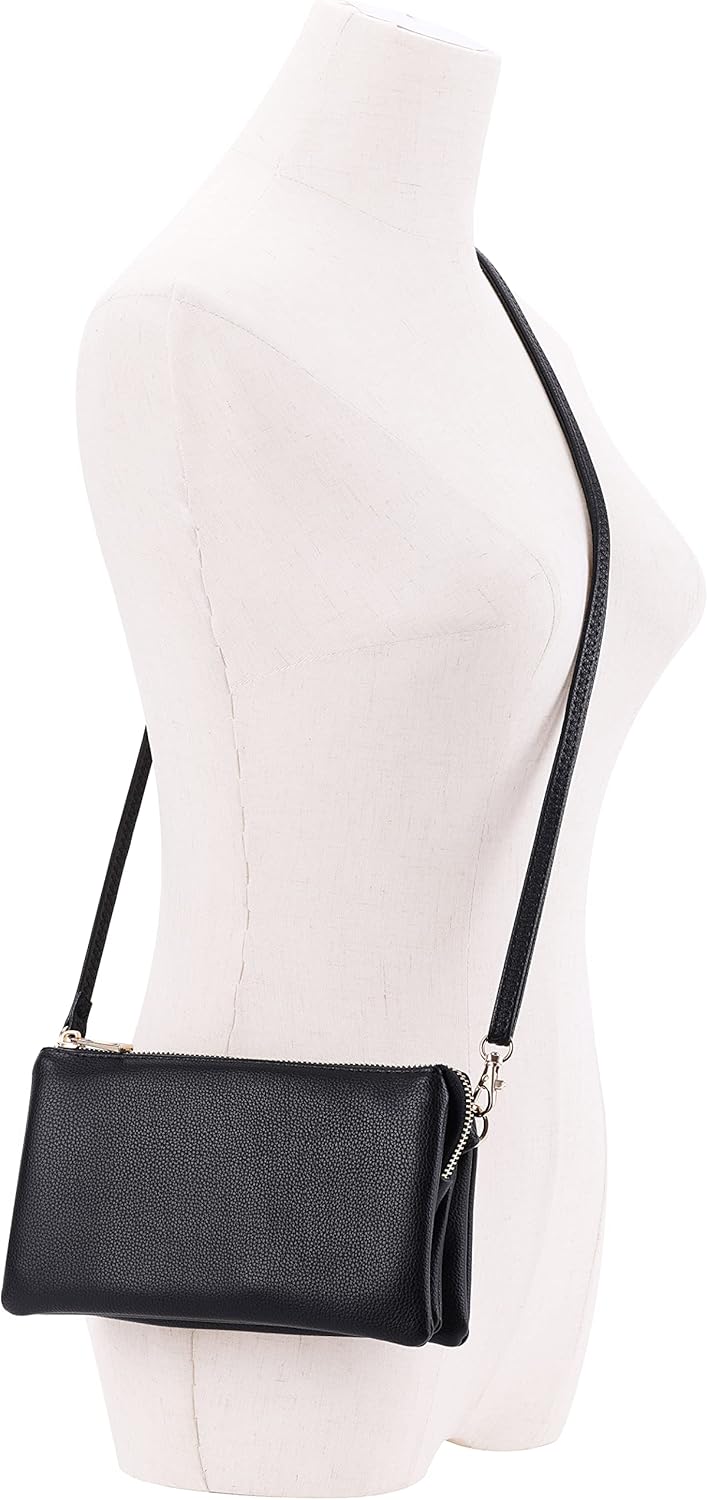 B BRENTANO Vegan Leather Multi-Pocket Crossbody Purse/Clutch with Card Slots, Removable Wristlet & Adjustable Shoulder Strap | Vegan Leather, Multi-Pocket, Card Slots, Removable Wristlet - Image 5