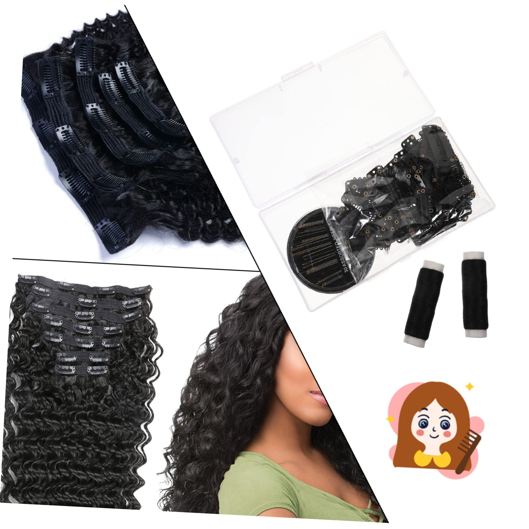 minkissy 3sets Clip Per Parrucche e Needles t Per Cucire Di Accessori Per Estensioni e Parrucche Facili Da Usare