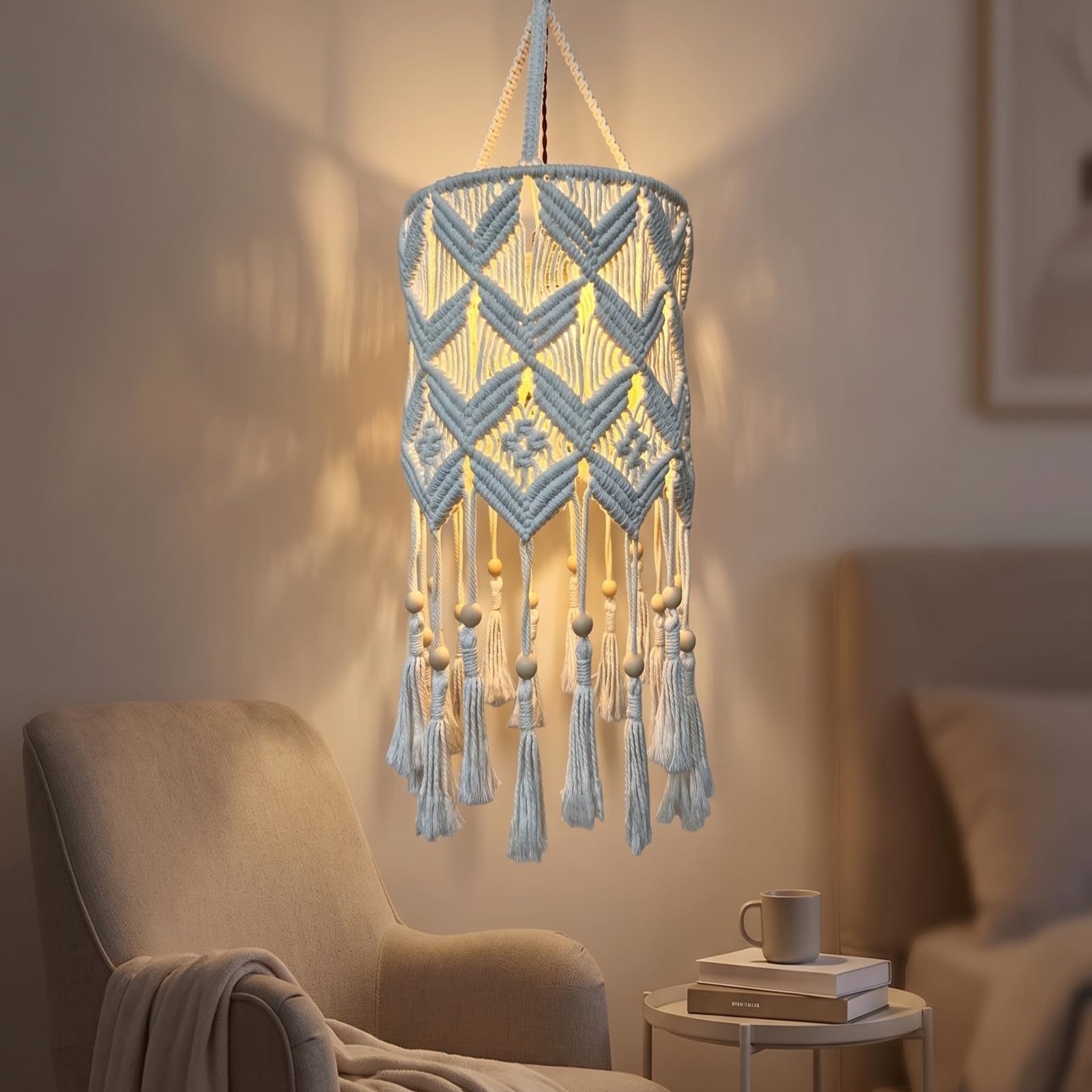 Gewebt Lampenschirm aus Baumwollseil, style to 4