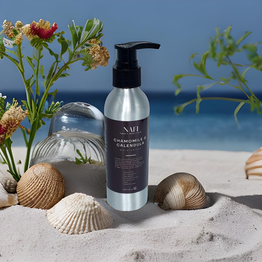 NAFI Chamomile & Calendula Moisturiser for Sensitive Skin – 150ml | Baby Safe From Birth | Natural Hydrating Face & Body Cream with Shea Butter, Sweet Almond & Avocado Oils | Gentle Daily Skincare