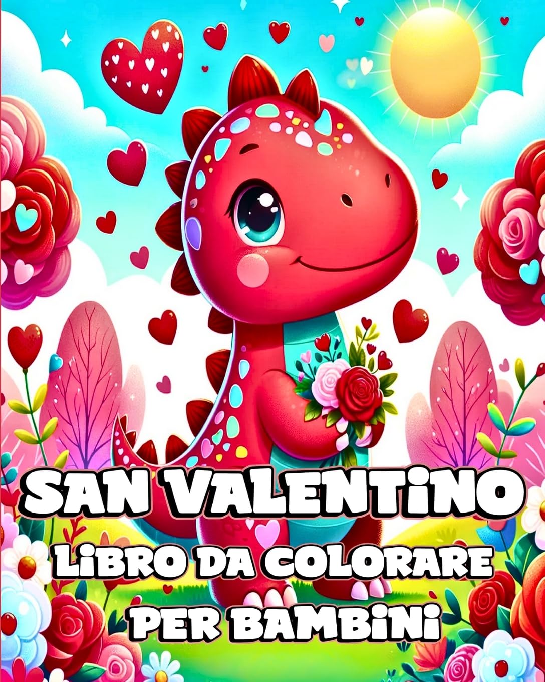 Libro da Colorare per San Valentino per Bambini: Dinosauri Carini ed Adorabili da Colorare con Design Unici per Bambini in Età
