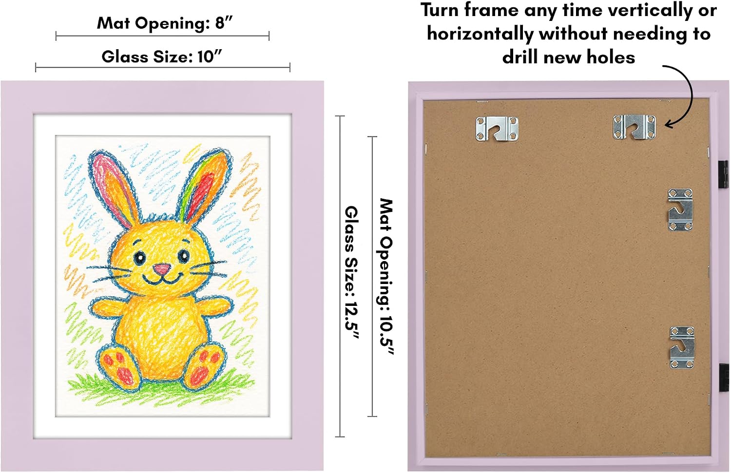 Americanflat Kids Artwork Frame Changeable (Lilac) - Magnetic Door Holds 100 Art Pieces - 8.5x11 Letter Size Display with Mat or 10x12.5 Without Mat - My Mini Masterpiece