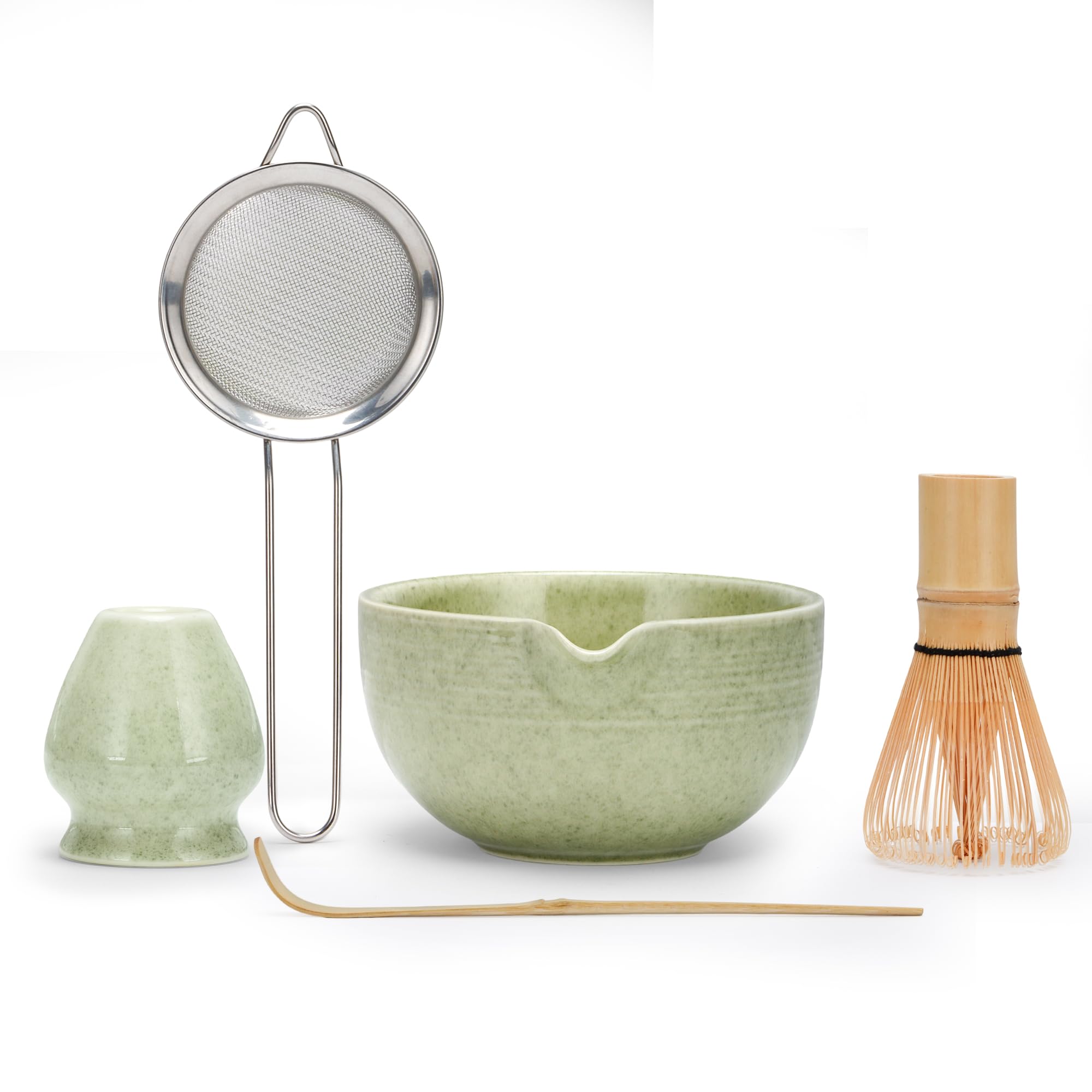 DiDiBirDi Matcha Tea Set 5 Pcs,Matcha Whisk Set,Japanese Matcha Traditional Starter Set,Matcha Bowl,Matcha Whisk (Chasen)