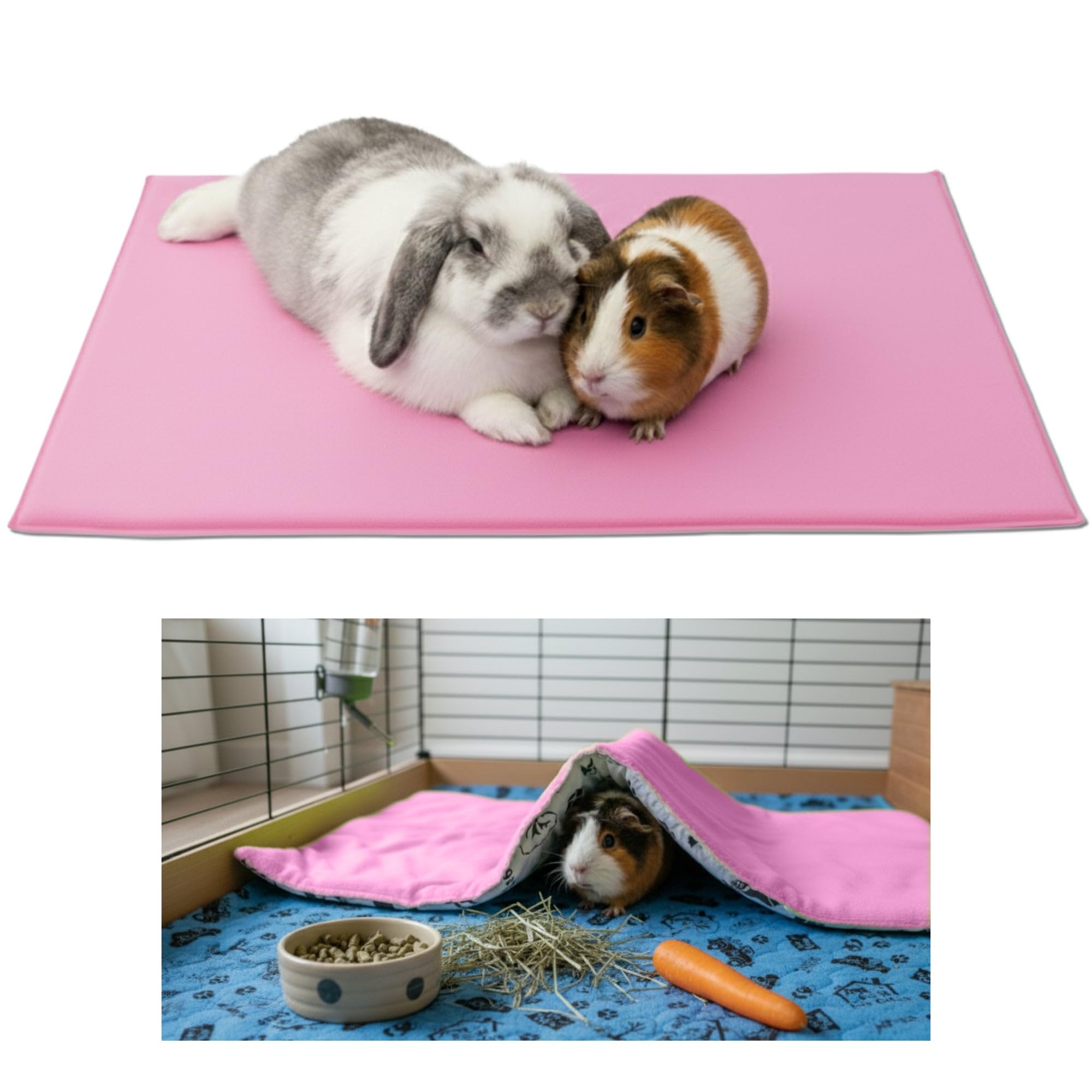 NEO SOLVO Fleece Playground for Guinea Pig and Rabbit - All in One, it's a Blanket, a Giant Tunnel, a House, a Cushion and a Bed - 70cm x 105cm - Pink — image 1