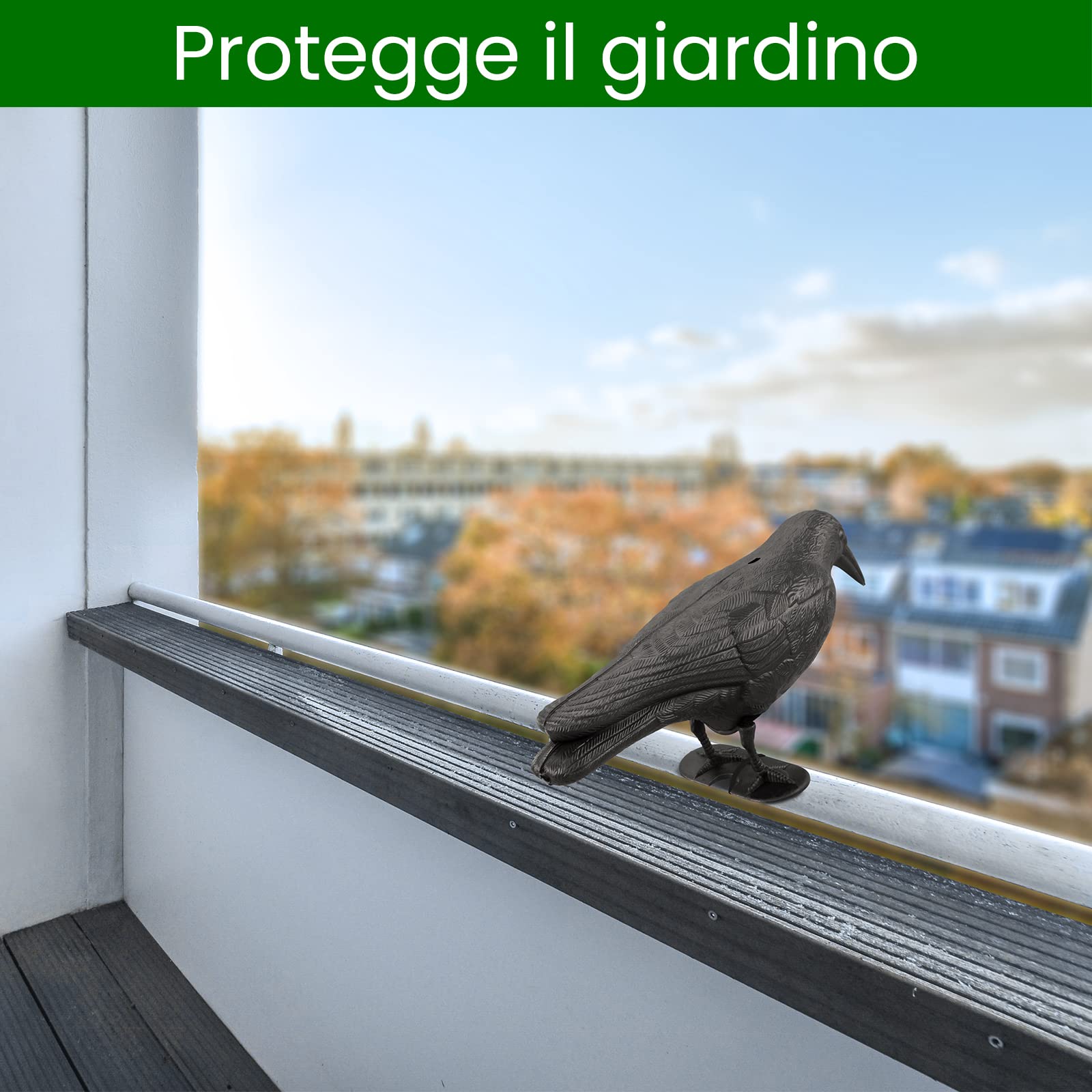 ARTECSIS 3 Corvi finti anti piccioni / 38x13x12,5 cm, nero/Spaventa piccioni Balcone